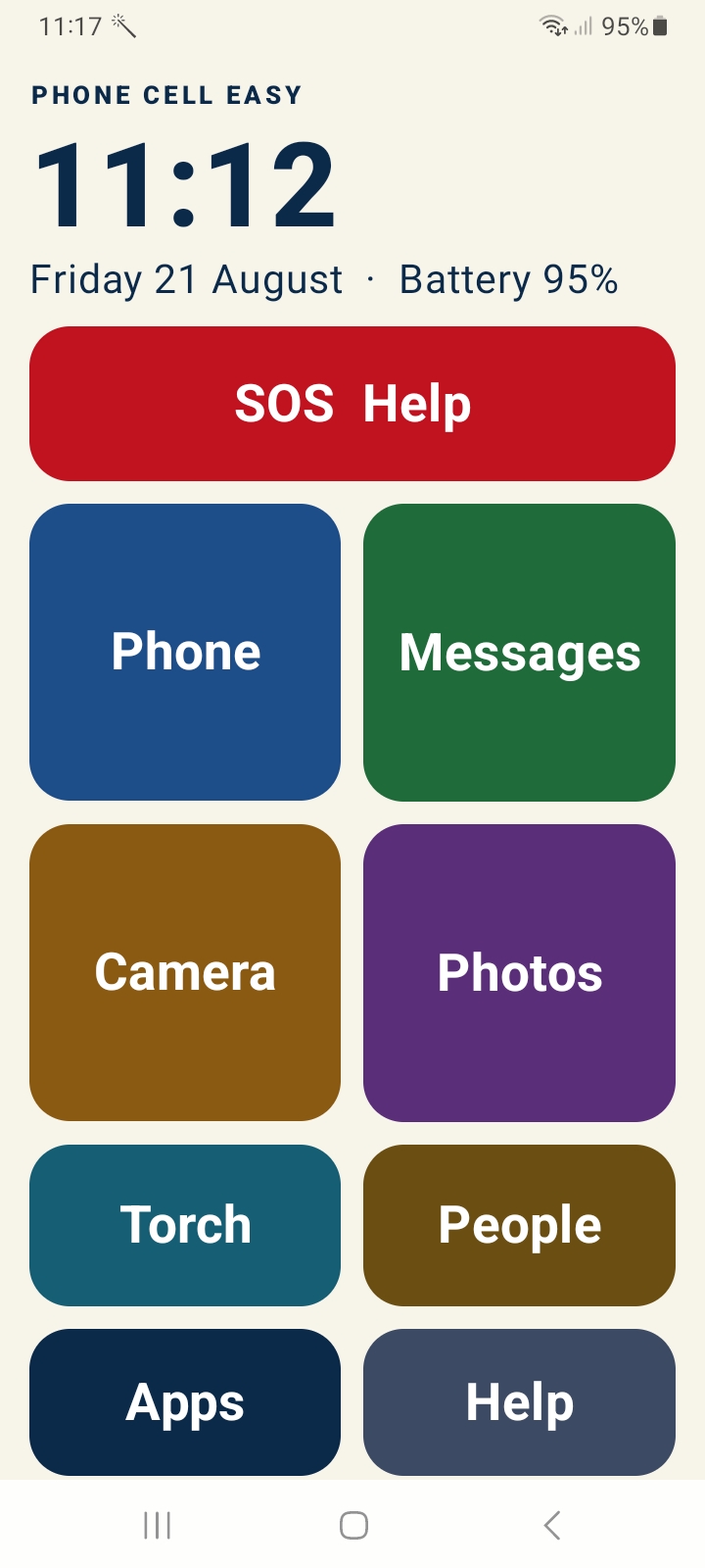 PhoneCell Easy home screen